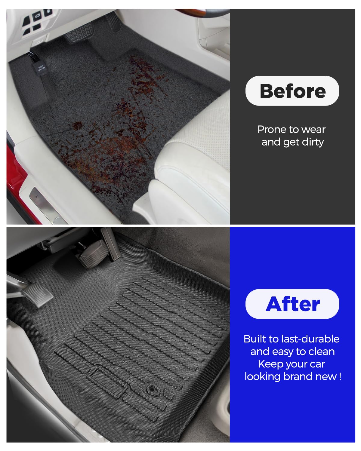 All-Weather Floor Mats for Ford F-250 F-350 F-450 1999-2007 Only for Crew Cab Super Duty - Heavy-Duty Rubber — view 3