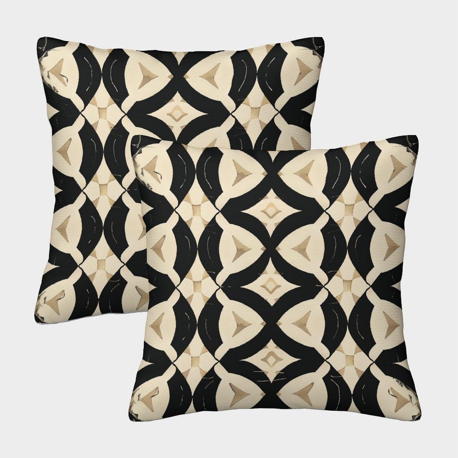 kaiyun 2 Pack Digital Printing 3D Abstract Pattern, Black And Beige Theme Square Cushion Cover 40x40cm Suitable for Outdoor Home Bed Decoration Pattern