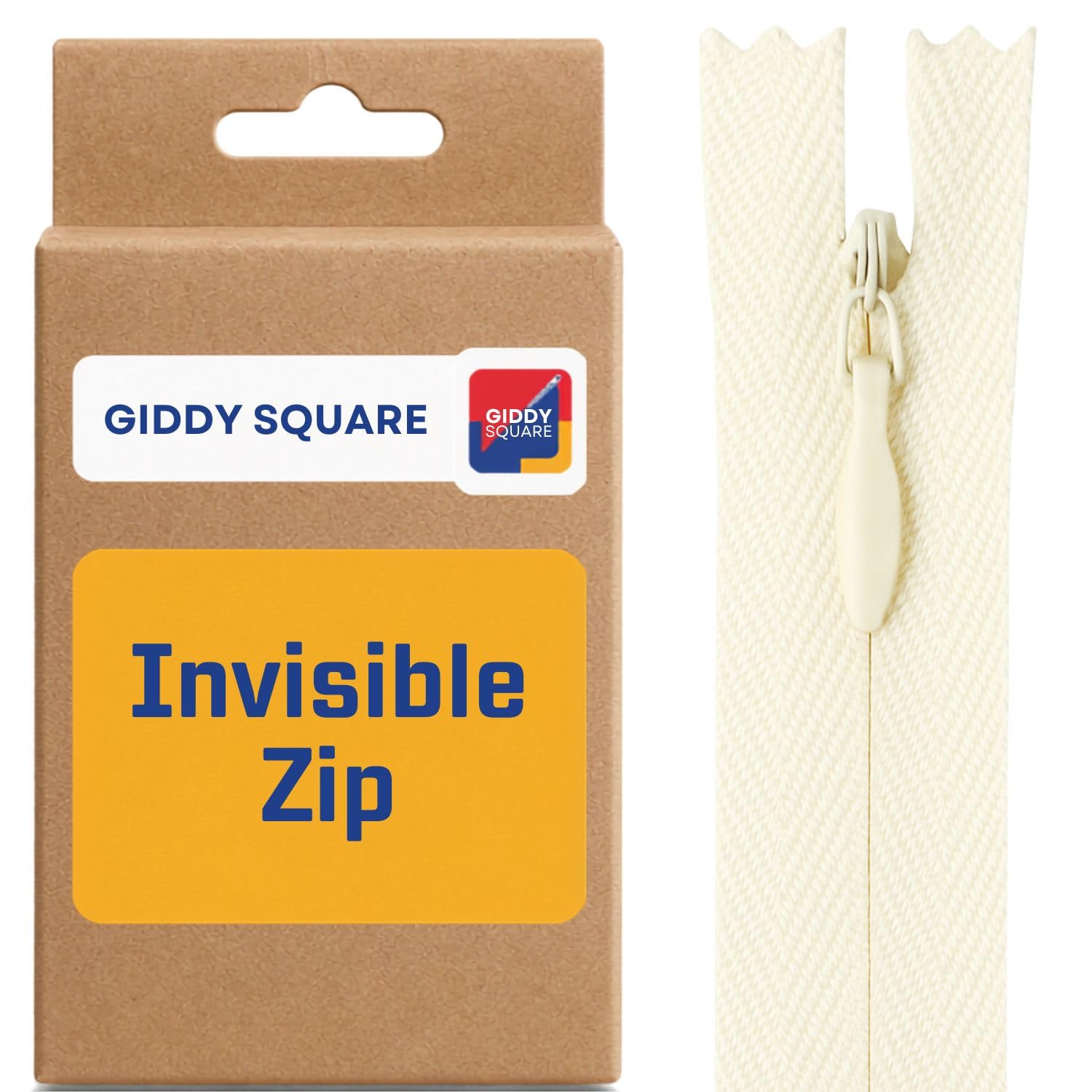 8" (20cm) Ivory Invisible Zip - Concealed Nylon Closed-End
