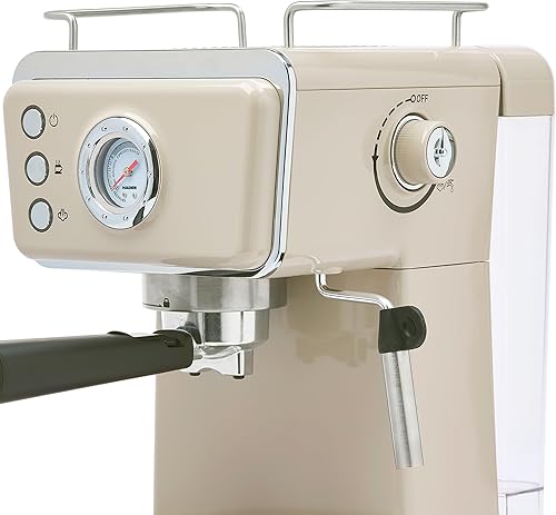 Miniatura 8 de HADEN Barista Brew - Cafetera de café expreso, de acero inoxidable con espumador de leche y vaporizador y tanque de agua de 1.5 L, masilla y cobre