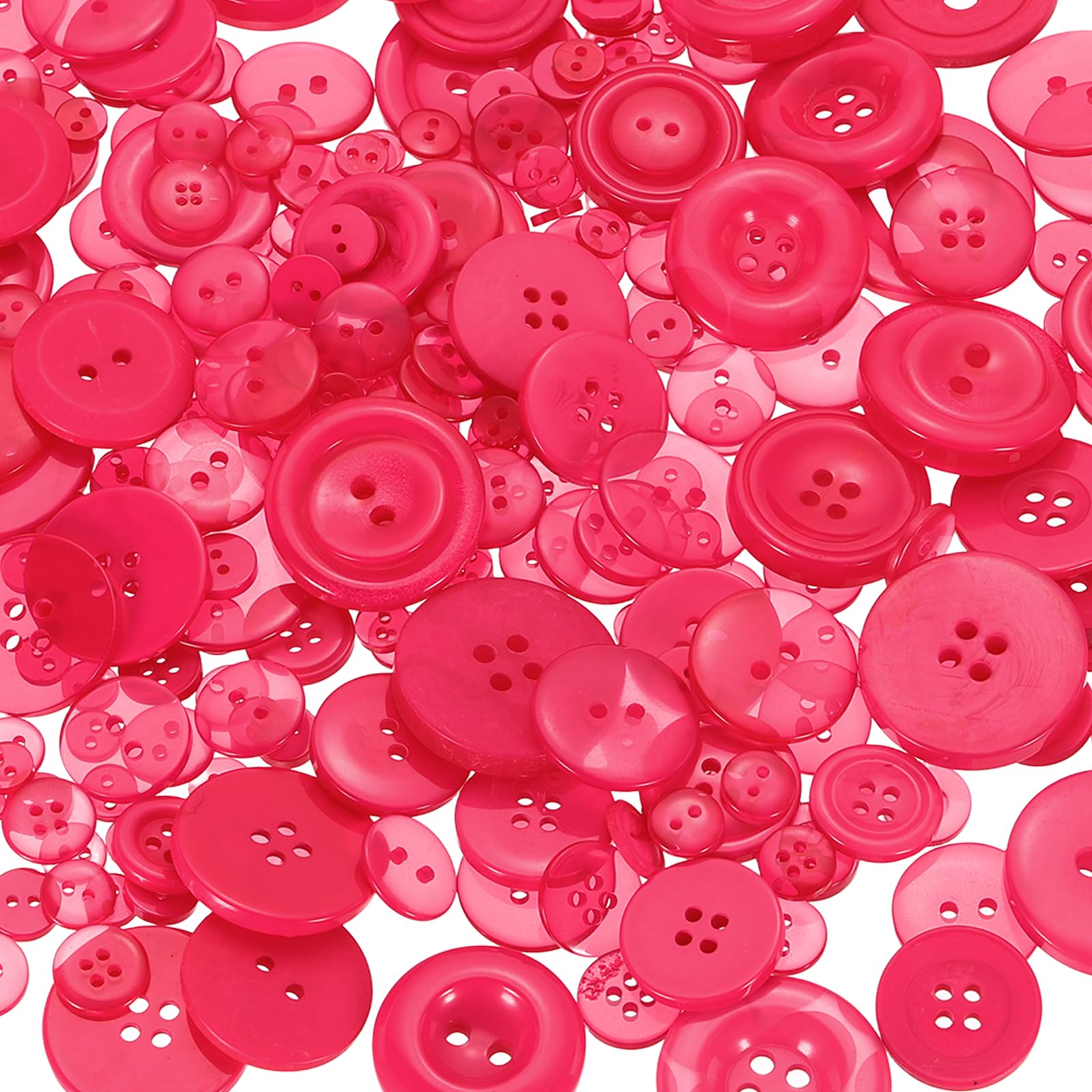 sourcing map About 300-350 Pcs Resin Buttons, Round Buttons Assorted Sizes for DIY Jewelry Sewing Handcraft Button Manual Painting Creative Projects(Fuchsia)