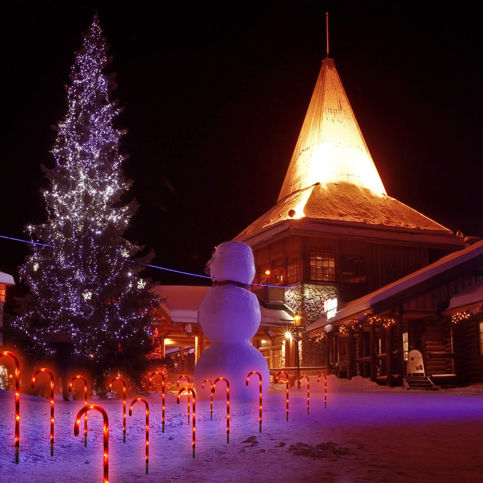 12 Luci Segnapasso A Forma Di Bastoncino Di Zucchero Per Natale – Decorazioni Da Giardino E Vialetto