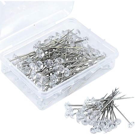 200Pcs Épingles Droites Pins Épingle à Tete De Diamant Cristal Goupilles De Corsage Aiguille En Acier