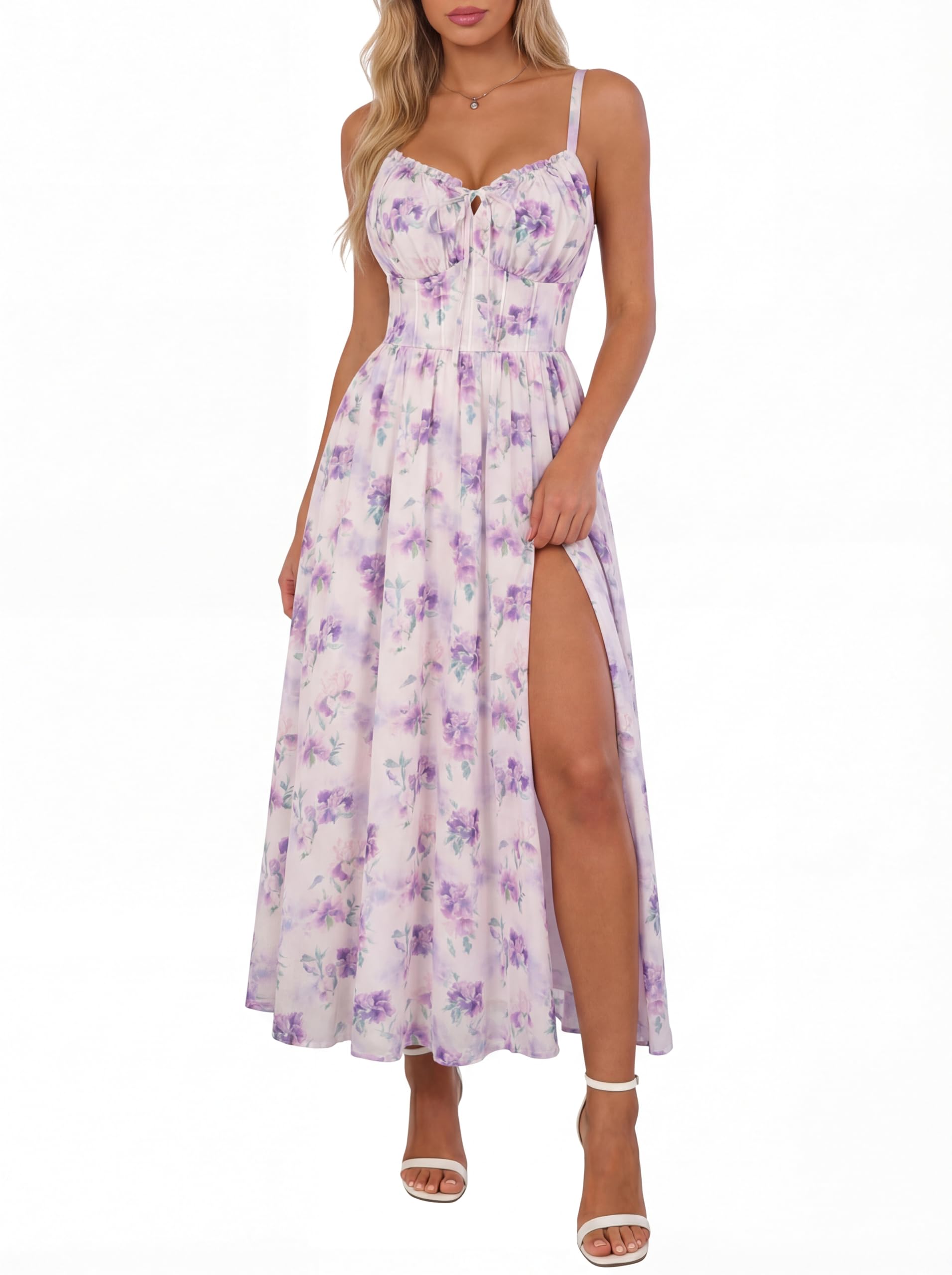 Scarlet Darkness Floral Dress for Women 2026 Corset Milkmaid Sundress Wedding Guest Dresses