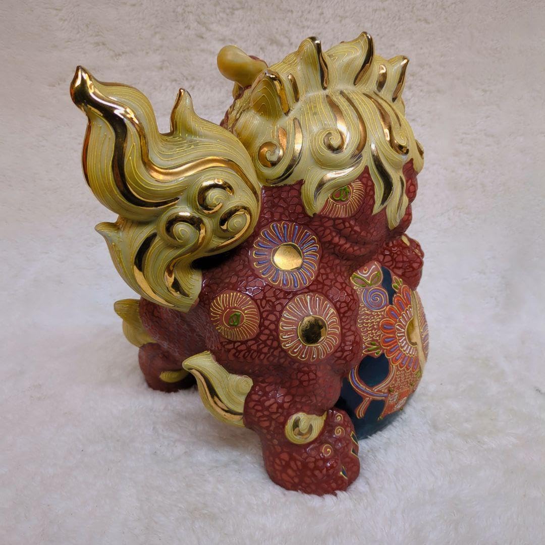 ♦絶品九谷焼 須栄義造 獅子 狛犬 魔除 厄除 縁起物 置物ディスプレイ骨董品 ♢絶品九谷焼 須栄義造 獅子 狛犬 魔除 厄除 縁起物 置物