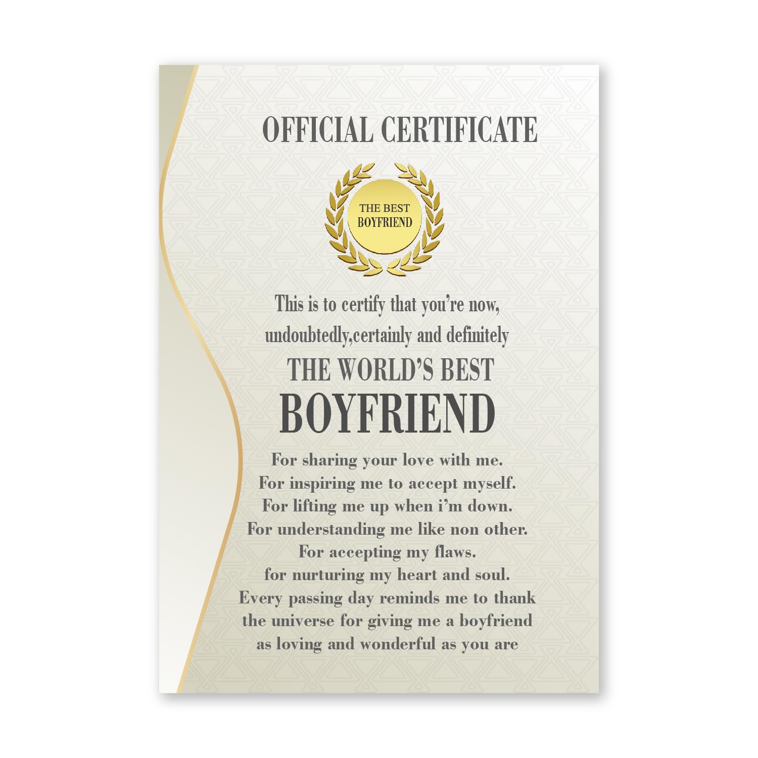 woopme Love Certificate Gift for Boyfriend Valentines Day, Anniversary, Surprise Gift (10 x 7 inches) (The Best Boyfriend)-picture-26