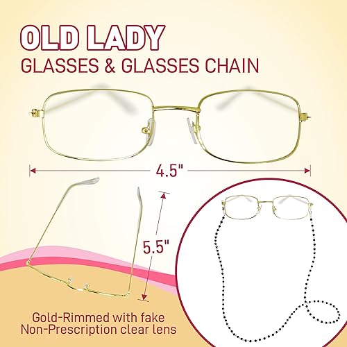 Miniatura 15 de 4E's Novelty Disfraz de anciana para niños, para 100 días de escuela, disfraz de abuela para niñas, accesorio para niños pequeños de 3 a 10 años