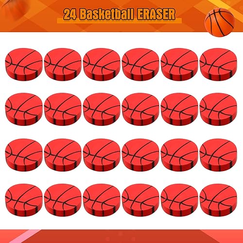 Miniatura 4 de Aoriher 122 recuerdos de fiesta de baloncesto, incluye sellos de baloncesto, bolígrafos de aro, mini borradores de lápiz, calcomanías, sellos