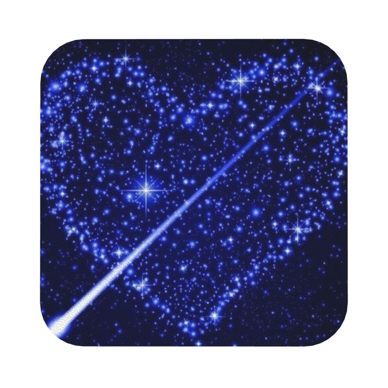 Shooting Star Heart PU Leather Coasters Set of 6 Square Drink Coasters