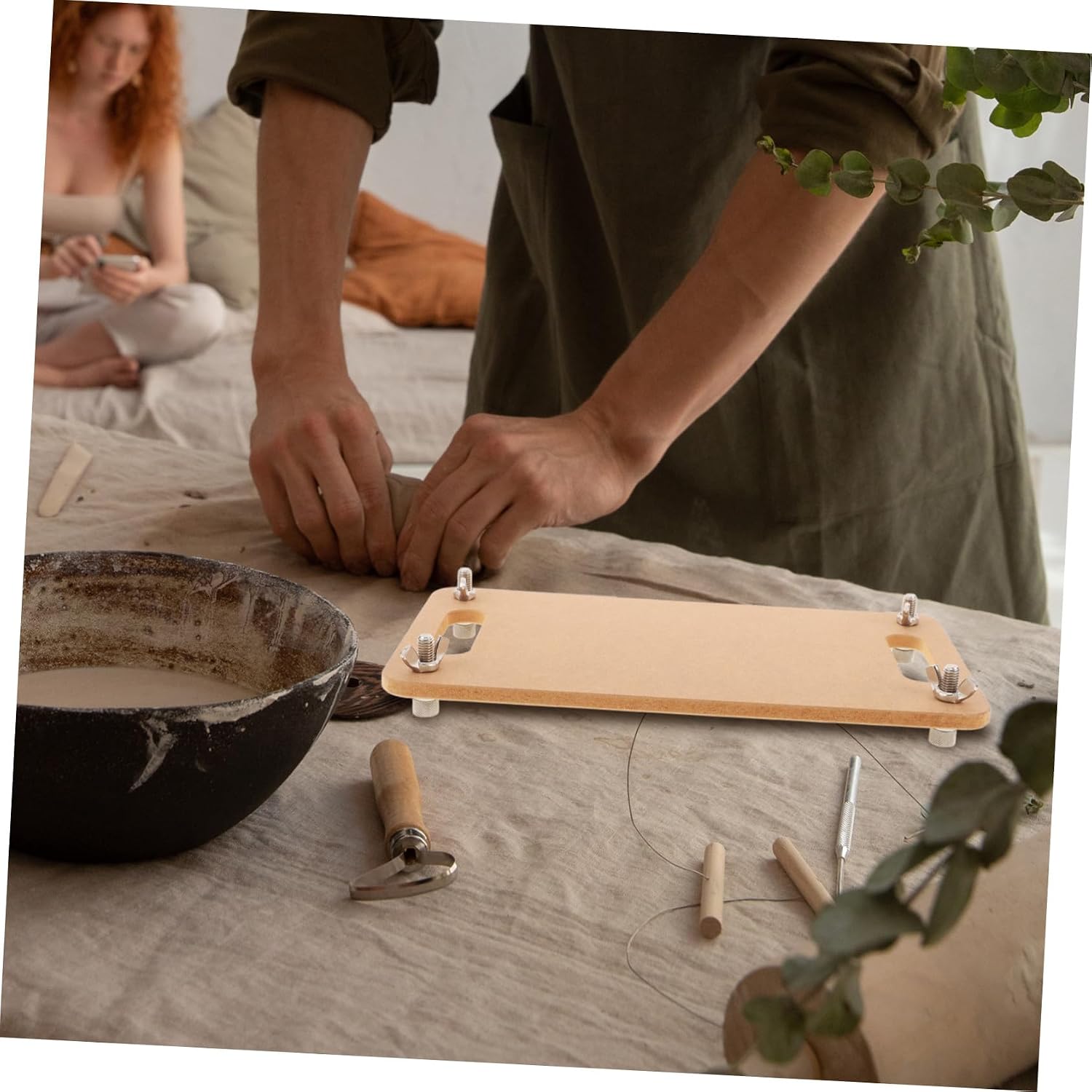VILLFUL Portable Clay Board Built-in Handle High Density Sculpting Tool Board for Clay Crafts Pottery Art