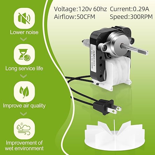 Miniatura 10 de Motor universal para ventilador de ventilación de baño, kit de motor eléctrico SM550, repuesto para Nutone Broan 50 CFM 120V 3000 RPM - Reemplazo