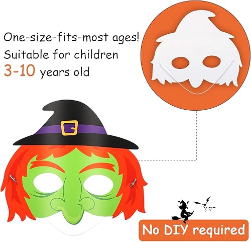 Miniatura 4 de Blulu 12 piezas de máscaras de Halloween para niños, recuerdos de Halloween, máscara facial, disfraces, suministros de disfraces