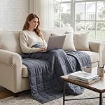 Weighted Idea Weighted Couverture pour adultes (Gris foncé,60"x80",15lbs) Couverture respirante avec perles de verre premium tout-saison doux confort