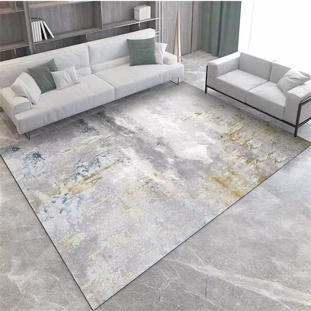 Tapis de salon facile à nettoyer gris 200x250cm motif minimaliste