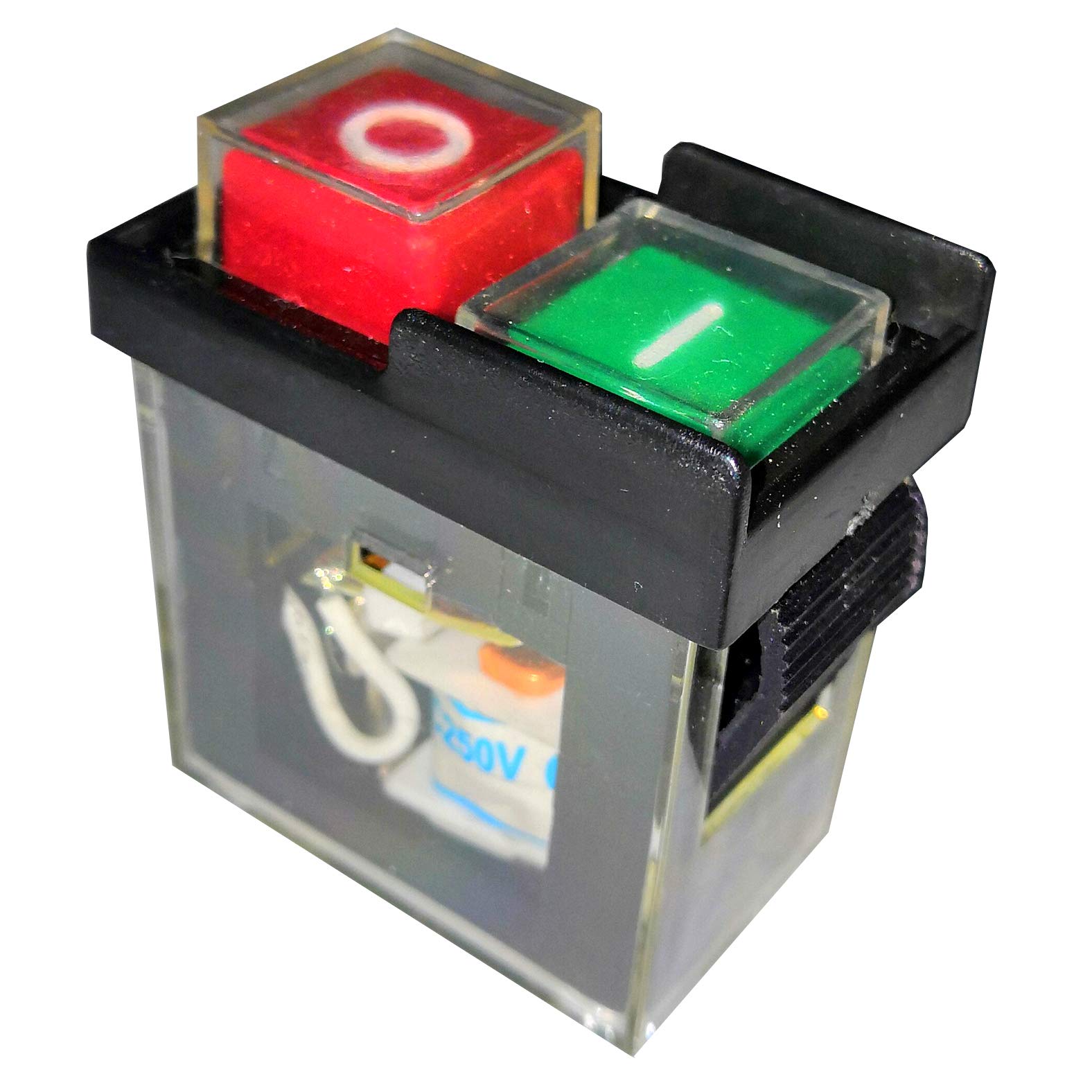 Waterproof Electromagnetic Pushbutton Switches Industrial Control Box Self-Locking Push Button Switch for Bench Drill Mincer AC250V 6A KJD6 5E4, Black