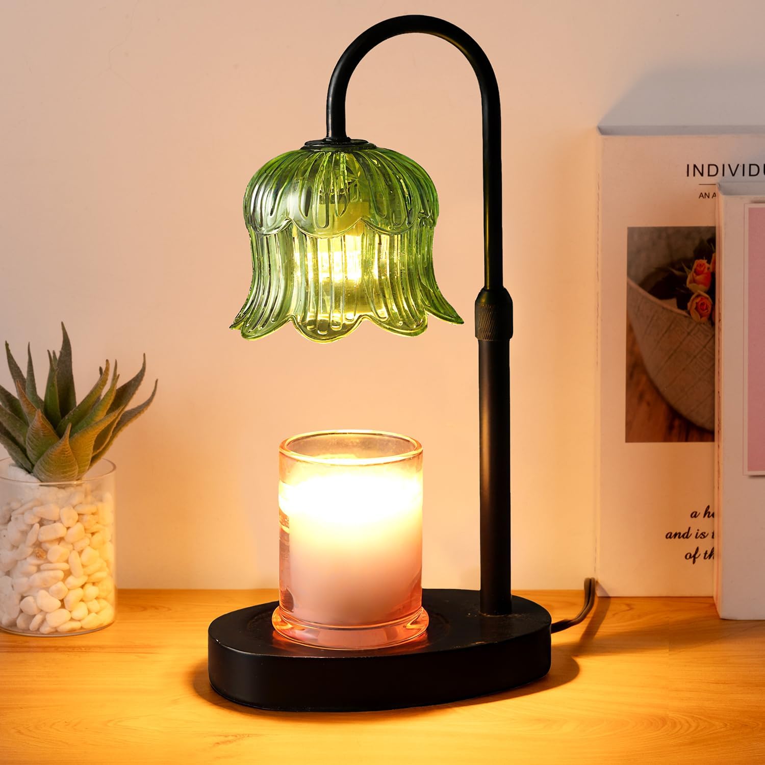 Candle Warmer Lamp Electric Timer - House Gifts New Home Bedroom Decor Candle Lamps Green Candle Lights