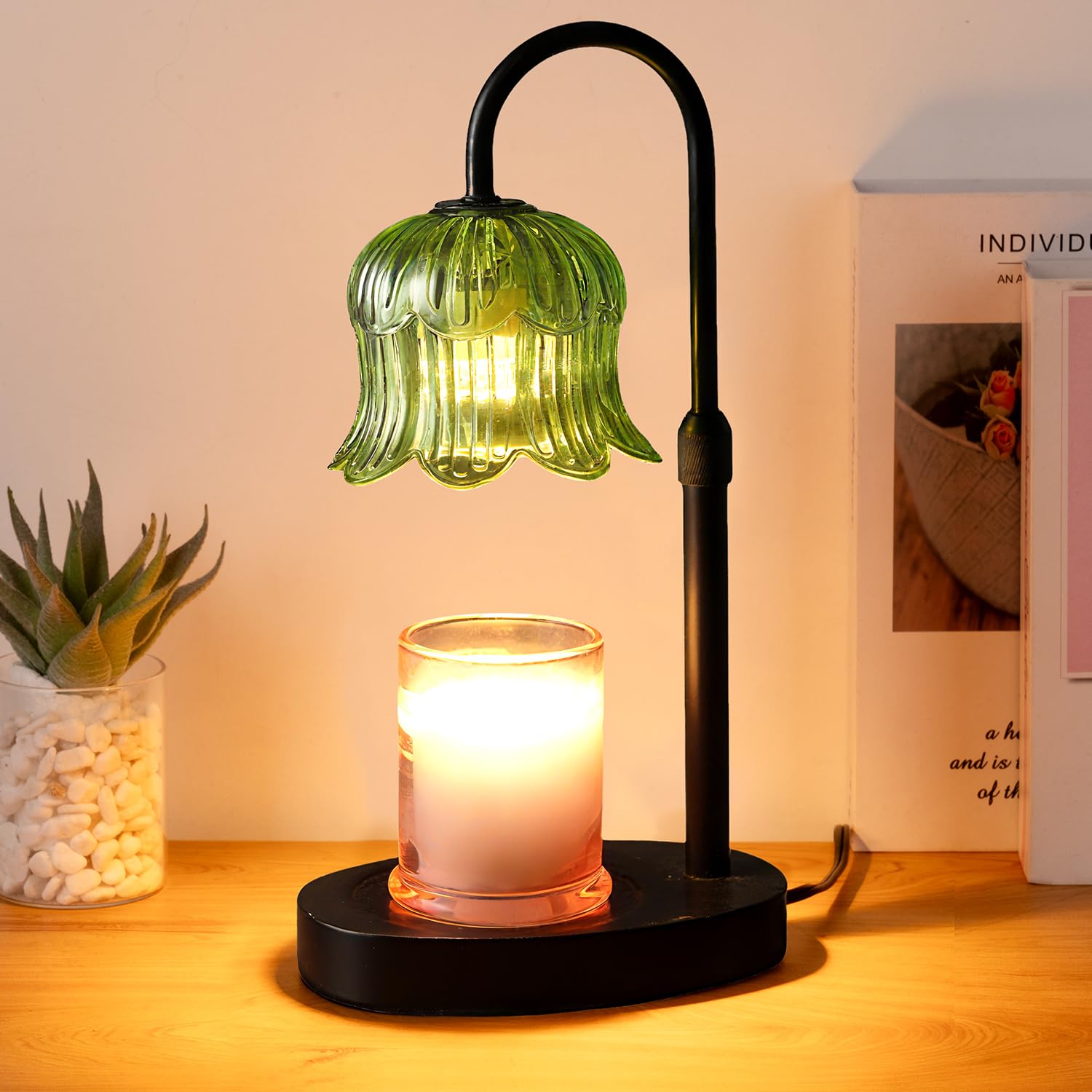 Candle Warmer Lamp Electric Timer - House Gifts New Home Bedroom Decor Candle Lamps Green Candle Lights