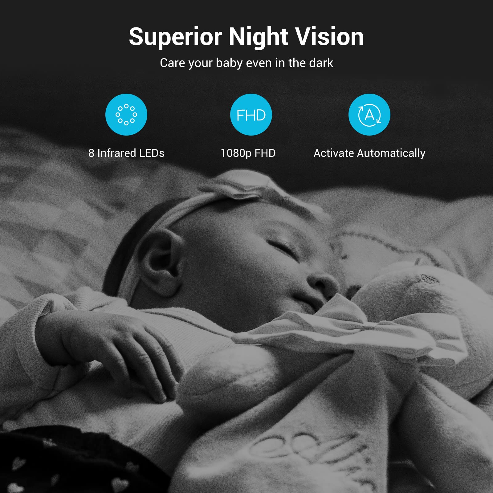 ARENTI 2K Caméra Surveillance WiFi Intérieur, 2,4GHz Caméras WiFi Avec Vision Nocturne, 355° PTZ