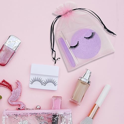 Miniatura 3 de Jexila Paquete de 100 bolsas de cuidado posterior para pestañas, bolsas de maquillaje para pestañas, con cordón, bolsas vacías de regalo de belleza,