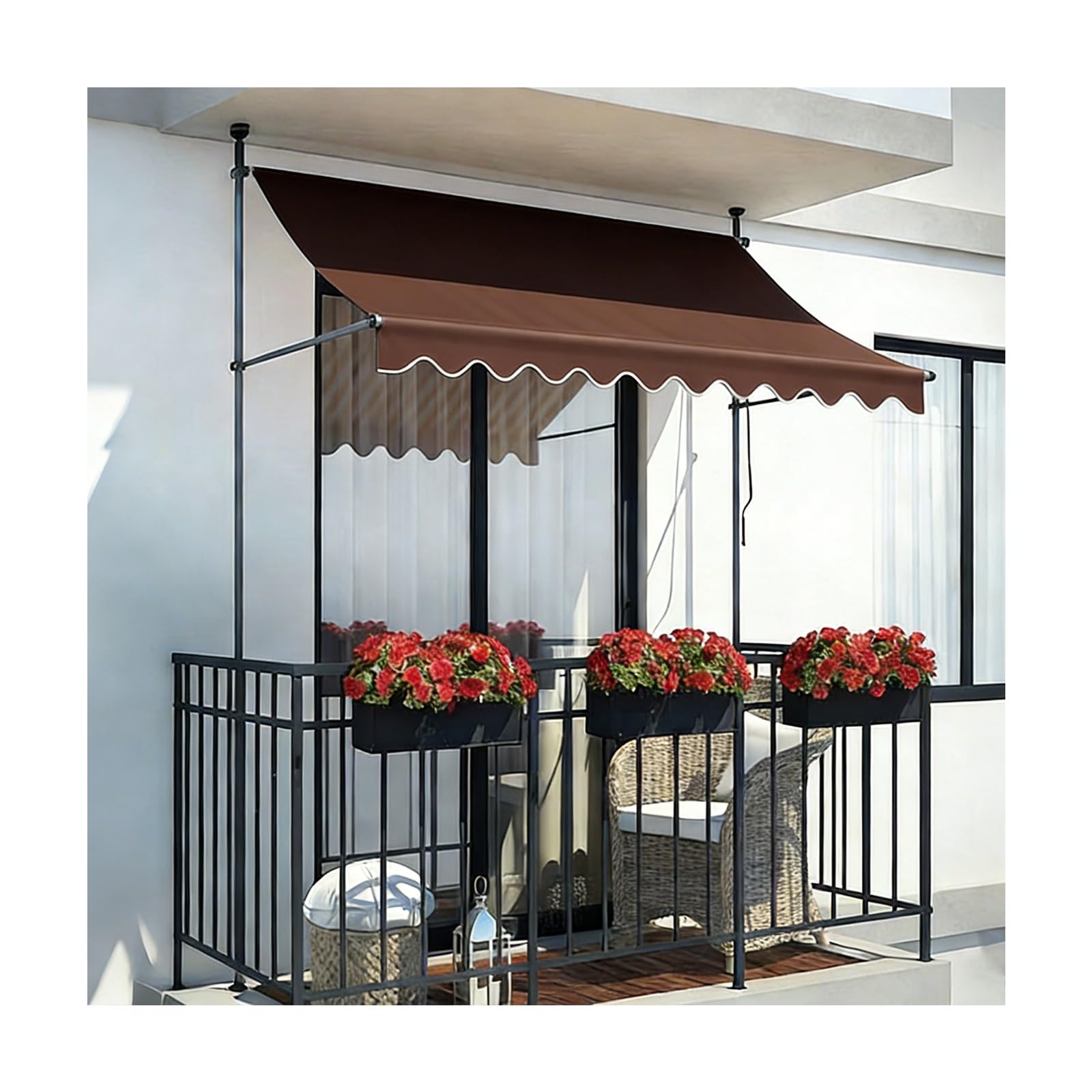 LWJSOCP Retractable Patio nings with Crank Handle - Sune for & Doors Ideal for Balconies Backyards & Gardens Brown 350CM/137.8in Outdoor e Soluts