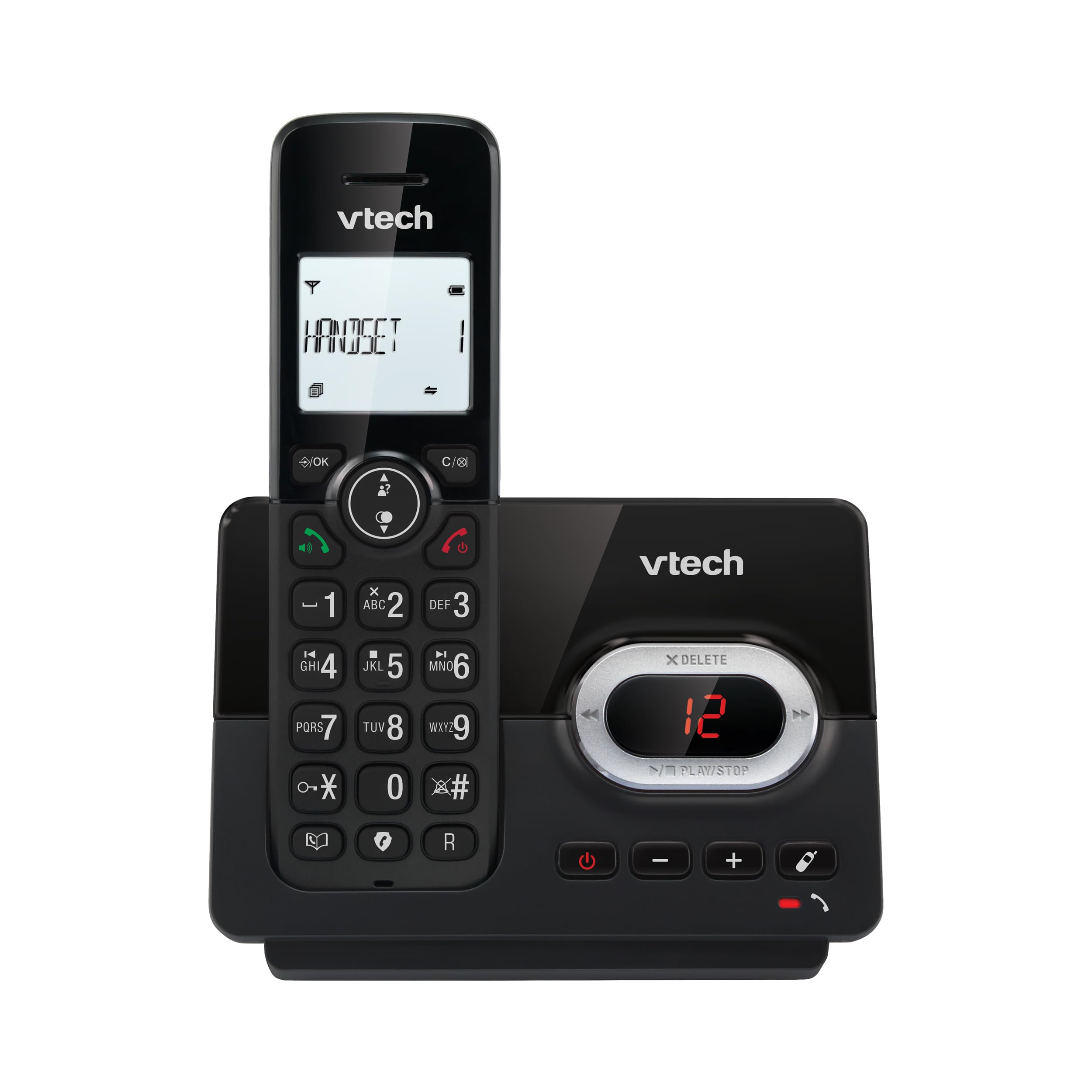 VTech CS2050 Telefon bezprzewodowy z automatyczną sekretarką, tryb Eco+, telefon dla seniorów, telefon bezprzewodowy, blokada połączeń, funkcja głośnomówiąca, duże przyciski, wyświetlacz 1-liniowy,