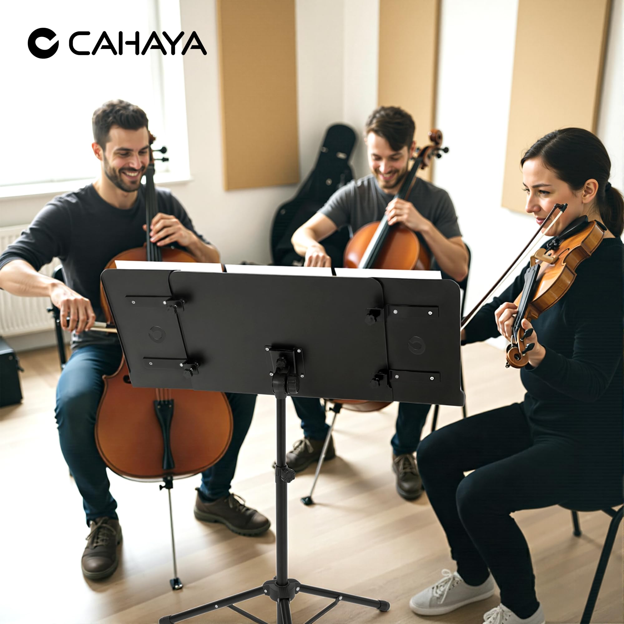 CAHAYA Notenständer-Erweiterung Metall Formstabil, Doppelseitig, 2*17*31cm | Doppelseitig für Feste Notenplatten; Schraubmontage mit Schutzpads für Klavier, Keyboard, Violine, Probe, Unterricht & Bühne