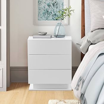 Comodino Con Luci LED USB, 3 Cassetti, Con Pannello Frontale Lucido - Foto 5