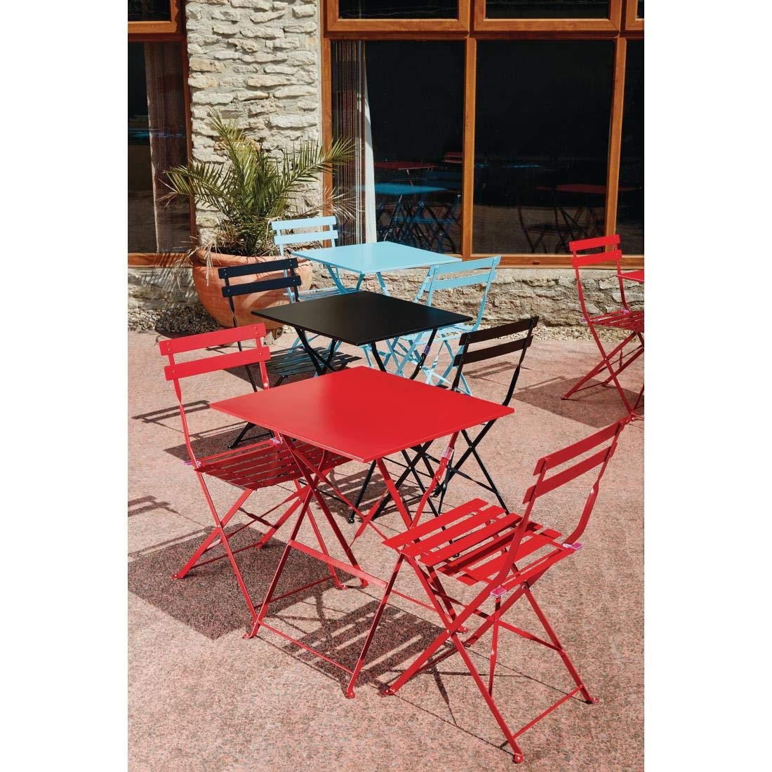 Bolero klappbare Terrassenstühle Stahl rot, 800(H) x 387(W) x 471(D)mm