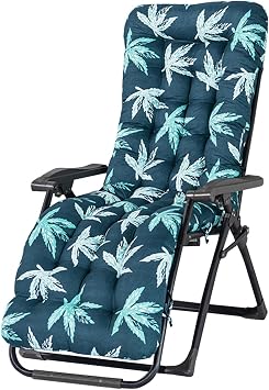 Recliner Chair Mat | Rocking Chair Sofa Cushion with 6 Solid Straps | Sun Lounger Mattress Gardens Recliner Chair Cushion for Home and Garden