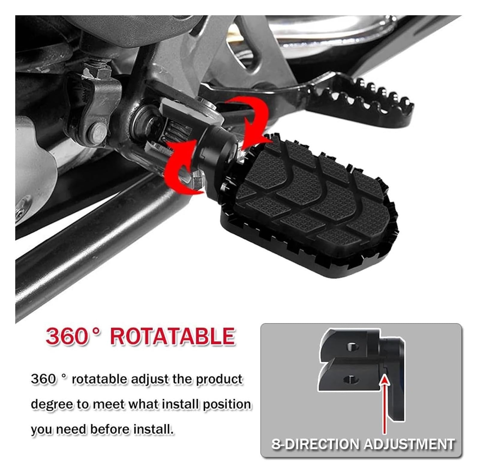 DS900X Aluminum Billet Motorcycle Footrests with Rubber Cover Pegs, 900DSX