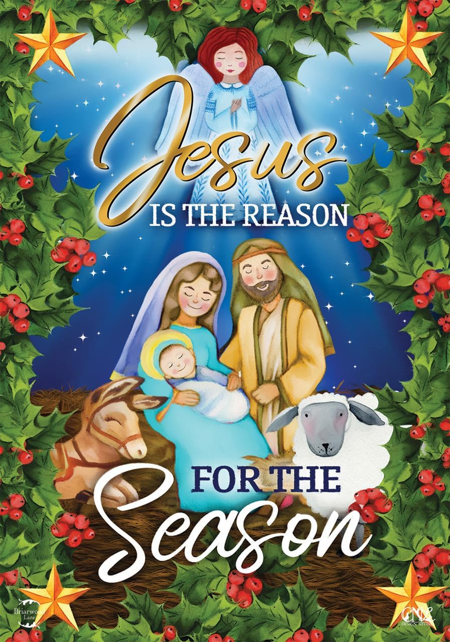 Nativity Burlap House Flag Christmas 28" x 40" Briarwood Lane