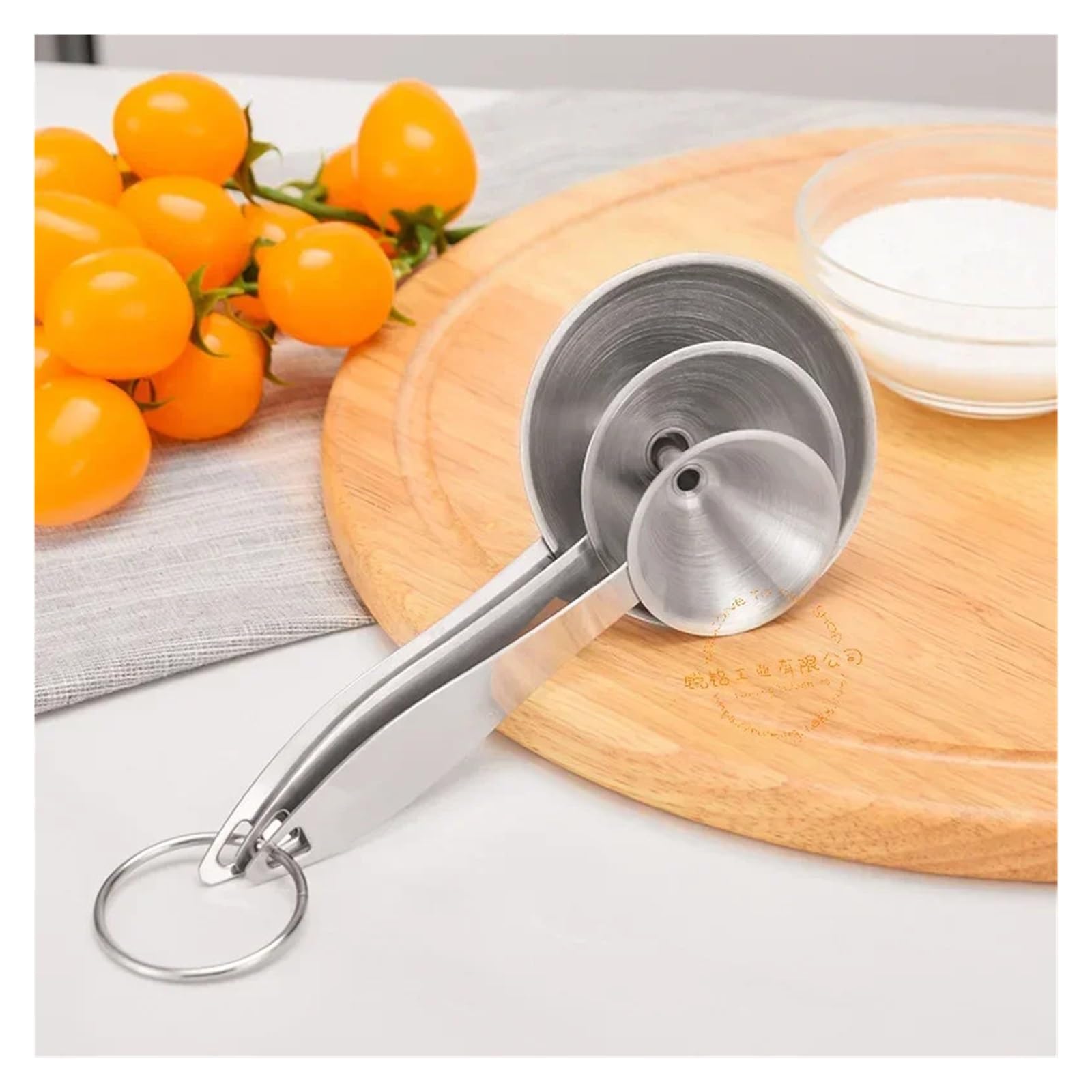 Imbuto in acciaio inossidabile, Set di imbuti in acciaio inossidabile da 3/4/5 pezzi con manico lungo for spezie vinaigrette(4 PCS)