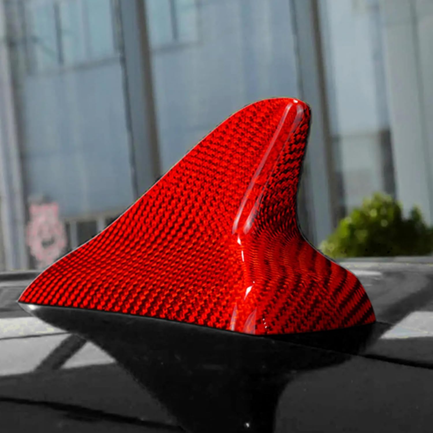 Real Carbon Fiber Car Shark Fin Antenna Cover Top Roof Aerials Trim Compatible with Chevrolet Camaro 2010-2015 (Red)