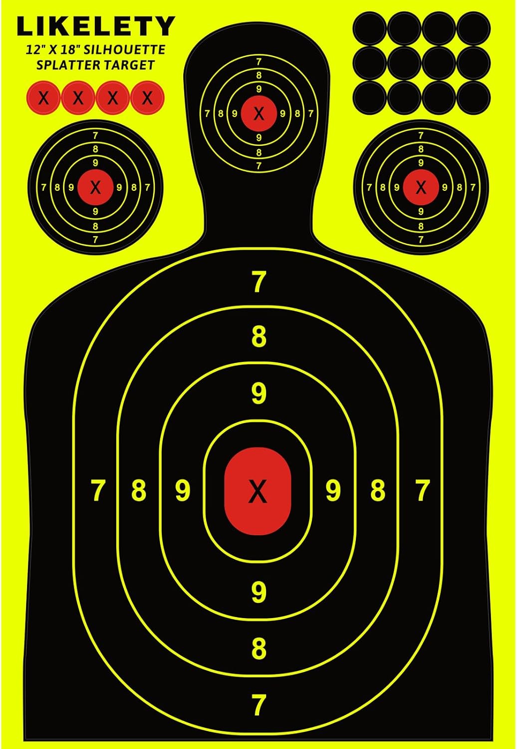 12 x18 Inch 10/25/50Pack Silhouette Splatter Targets, Adhesive Shooting Target Stickers with Yellow Effect for Outdoor Indoor Practice