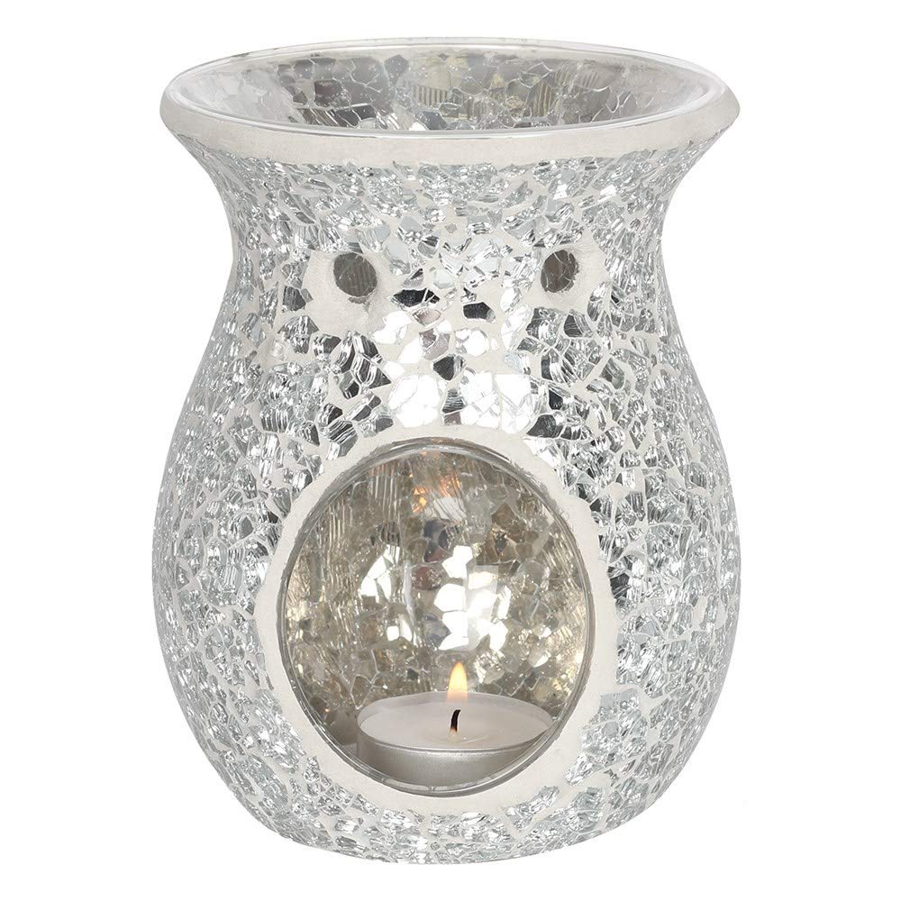 Gold Crackle Glass Wax Melt Burner – Elegant Tea Light Oil Burner For Home Decor & Fragrance