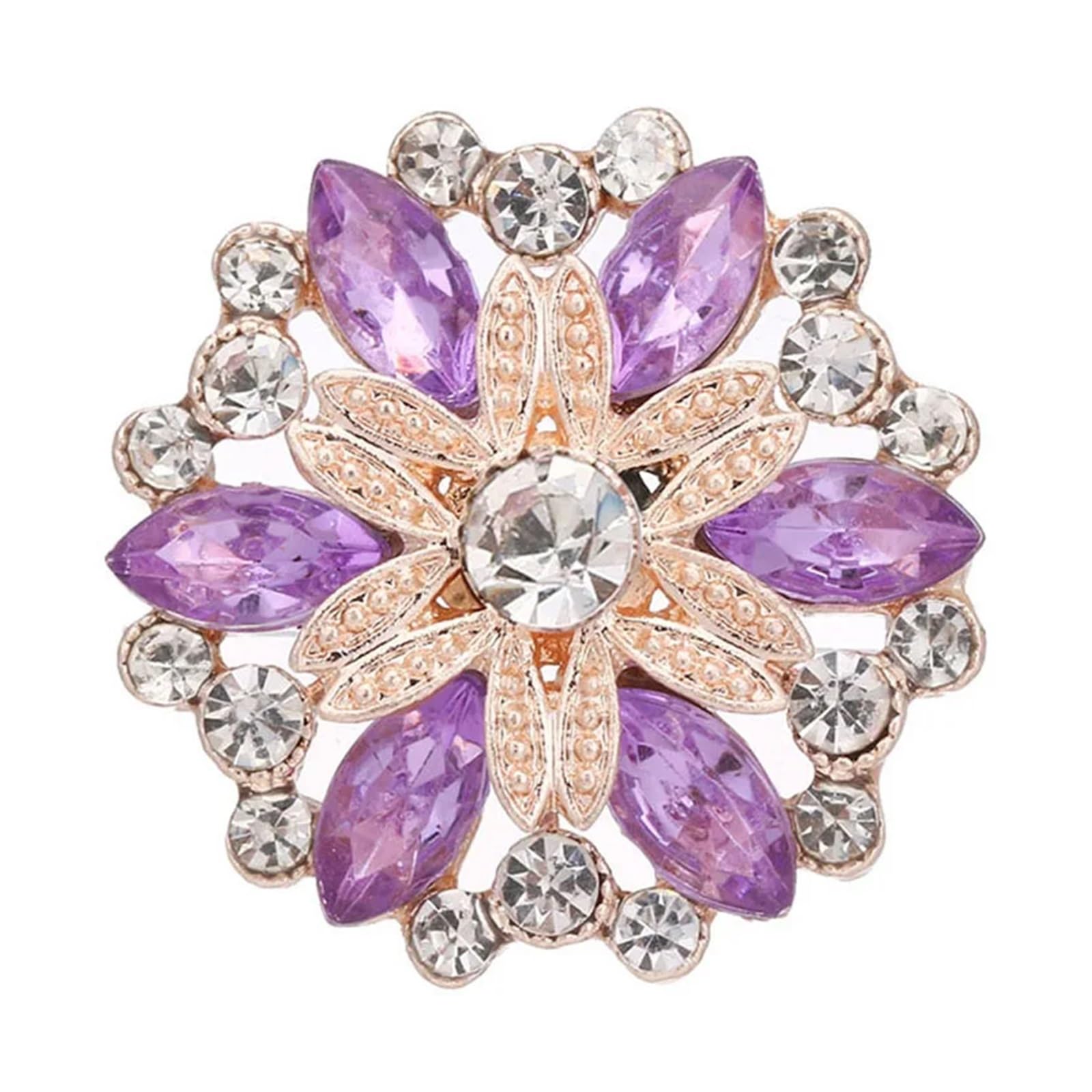 guziki z kryształu górskiego, Przyciski zatrzaskowe z kryształem górskim 4 szt. Wielokolorowe 18 mm do ubrań(Purple)