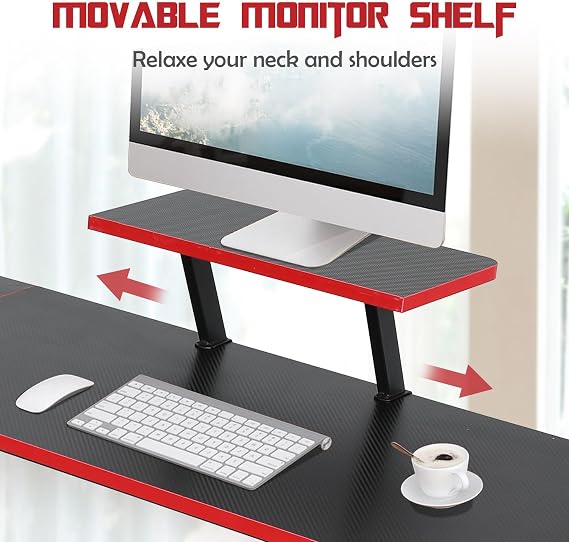 L Shaped Desk, Computer Desk L Shaped with Large Desktop, L Shaped Computer Desk with Monitor Stand & Adjustable table feet, Small L Shaped Desk for Home Office Study Writing, Corner Computer Desk