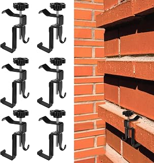 cobee 6PCS Stainless Steel Brick Clips for Hanging Outdoors, No Drill, Adjustable Brick Hooks Clamp Heavy Duty Brick Hangers Fit 1.77-2.95 Inch High Bricks for Outdoor Home Decor