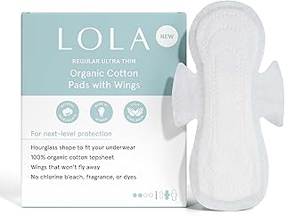 LOLA Ultra Thin Menstrual Pads with Wings, Regular Absorbency - 32 Count - Organic Cotton Topsheet & Core, Natural Ingredients, Chlorine & Toxin Free, Powerful Leak Protection - BPA Free