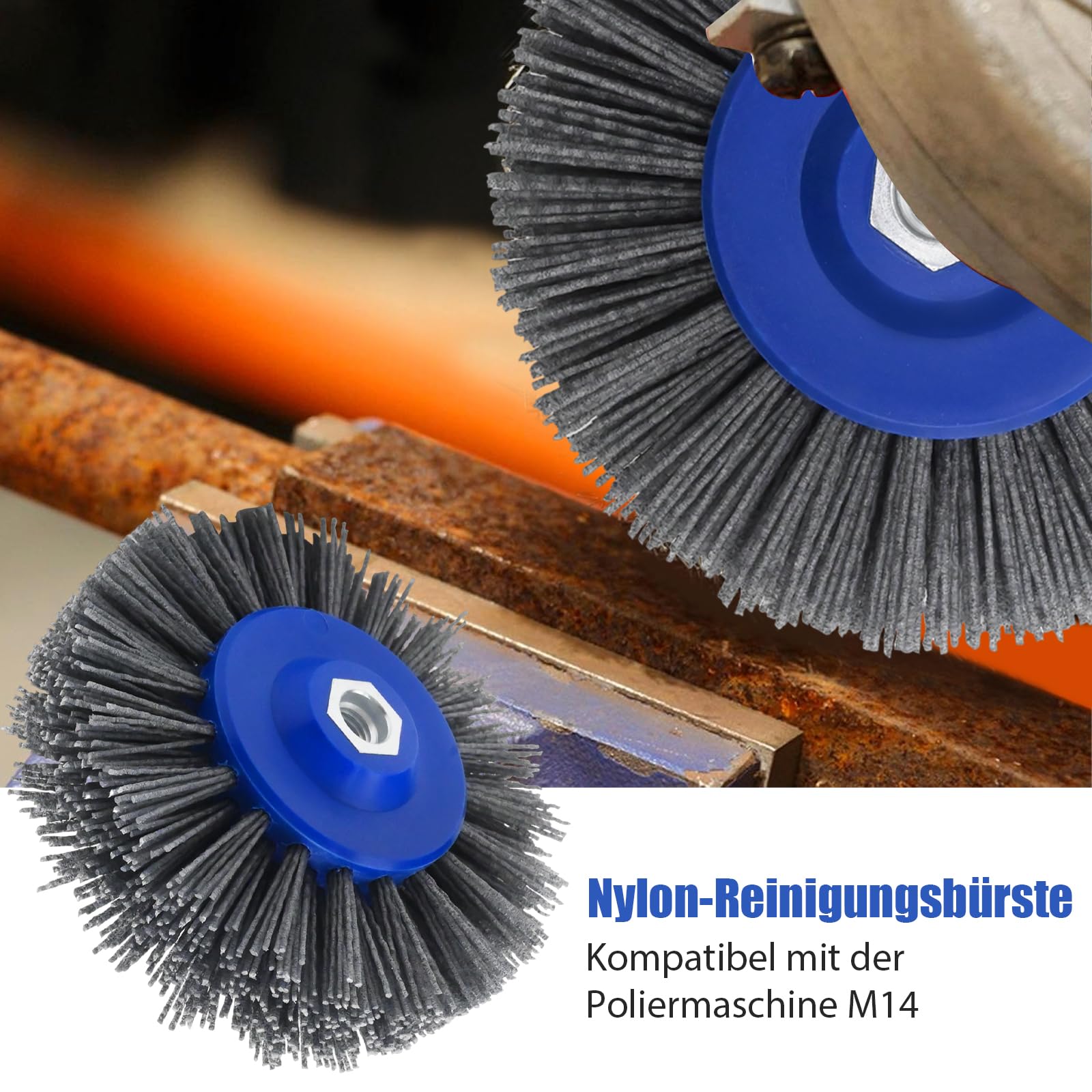 150 mm Nylon-Schleifbürste, 80er Körnung Polierwalze für Drahtziehen, M14-kompatible Bürste für Satinmaschinen (80 Körnung)