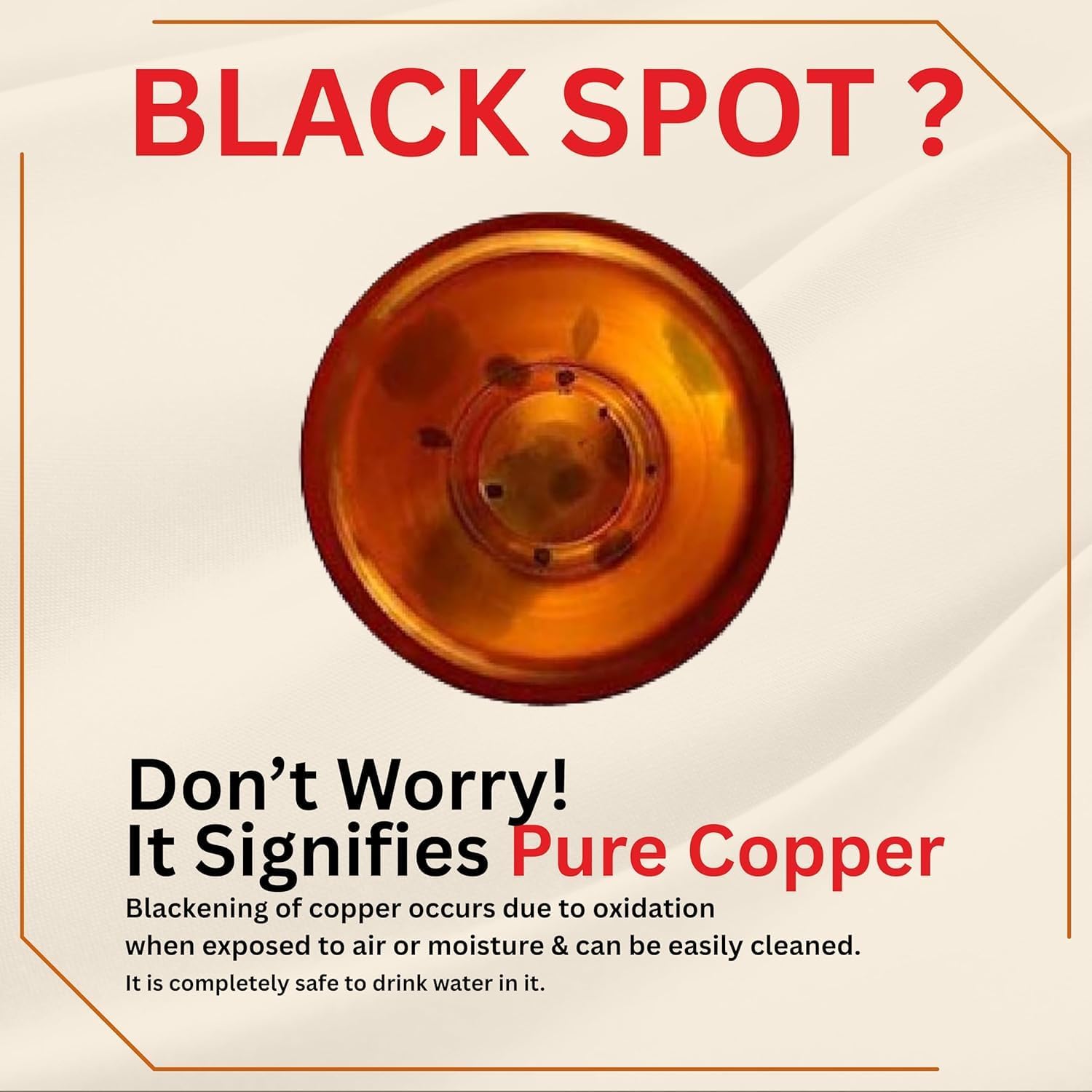 Pure Copper Water Bottle - 32 oz - Handcrafted BPA Free Non-Insulated Jointless Leakproof Durable Metal Bottles for Sports and Travel - Glossy Hammered - Image 3