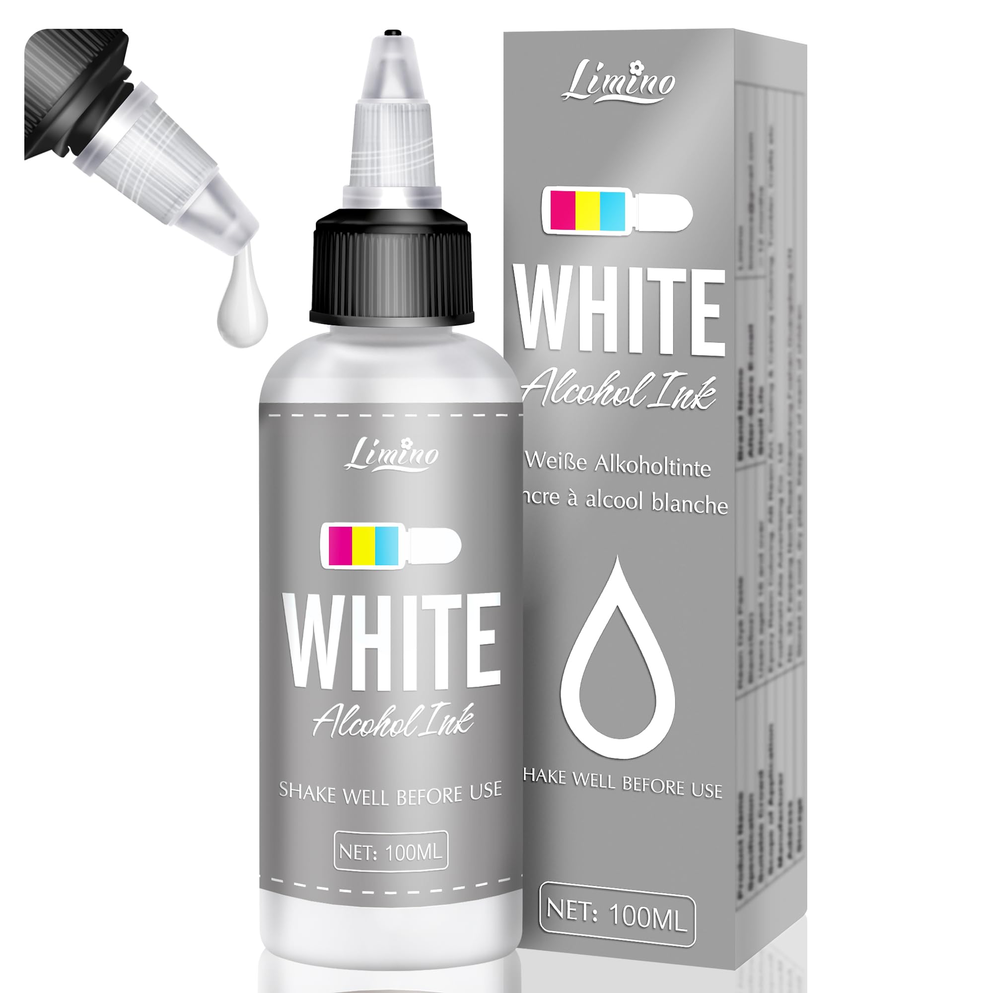 White Alcohol Ink for Epoxy Resin - 100ml Concentrated White Resin Pigment, Alcohol-Based Ink for Epoxy Resin Painting, Petri Dish Making, Resin Art - Epoxy Dye for Coaster, Yupo, Tumbler Making