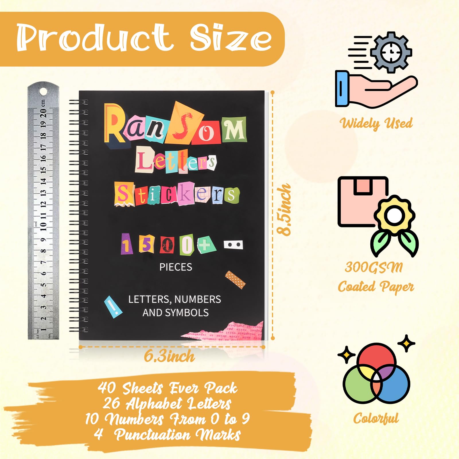 SKLENICE The Cut Out And Collage Book Spiral Bound Ransom Note Letters Sticker Books 8.5x6.3inch 1400+ Cut and Paste Materials Vintage Scrapbook Alphabet Letters Numbers Punctuation For Junk Journal - Image 2