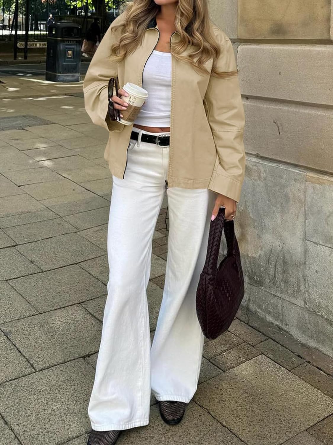 Cicy Bell Womens Barn Jackets Casual Zip Up Cotton Canvas Oversized Lightweight Coats Winter Spring Outfits - Image 6