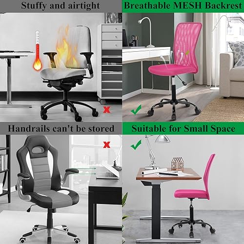 Miniatura 7 de Silla de oficina ergonómica de malla, moderna silla giratoria con respaldo medio, silla giratoria sin brazos, silla de oficina en casa, silla de