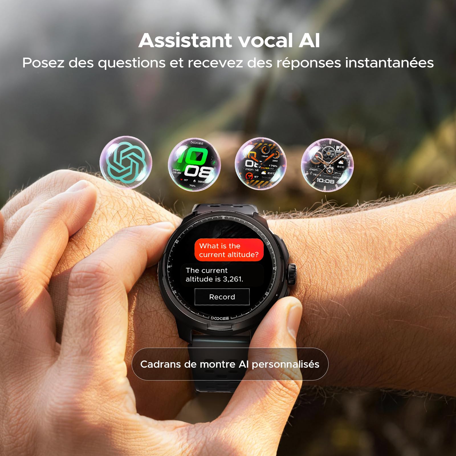 AnymovingM1 Montre Connectée Homme GPS, Écran AMOLED 1,5 Pouces, Autonomie 21 Jours, Cartes Hors Ligne, 170+ Modes Sportifs, Résistance IP68, Suivi de la Santé, Watch avec 3 Bracelets Offerts