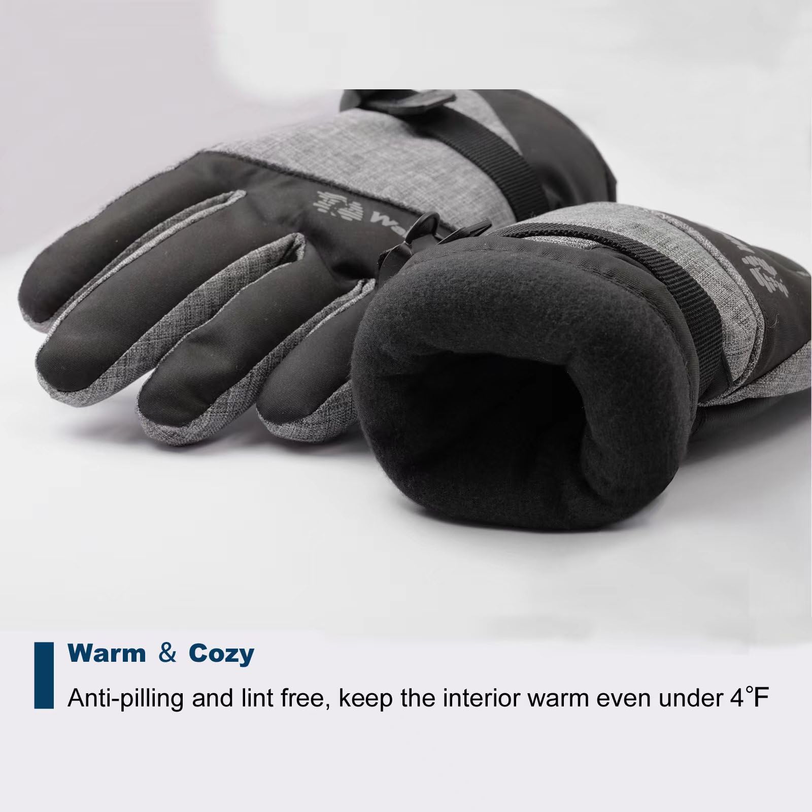 Guantes de invierno para nieve y esquí de 3M Thinsulate impermeables para clima frío y jóvenes para esquí, snowboard, para niños y niñas - negro - M/9-12 años