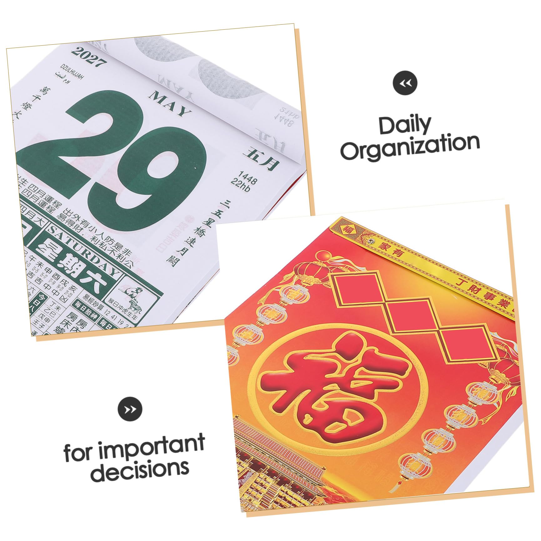 Chinesischer Mondkalender für die Wand – Traditioneller Abreißkalender 2027 – Feng-Shui-Tagesplaner für Zuhause, Büro, Feste und Jahresplanung (35 x 26 cm)