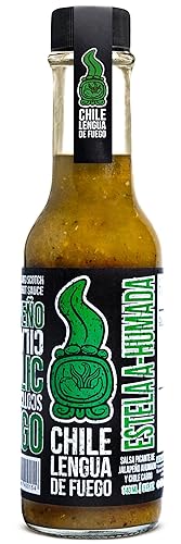 Salsa Picante Estela A-Humada Mezcla única de Chili Cabro y Jalapeño Ahumado Chile con verduras Chile Lengua de Fuego