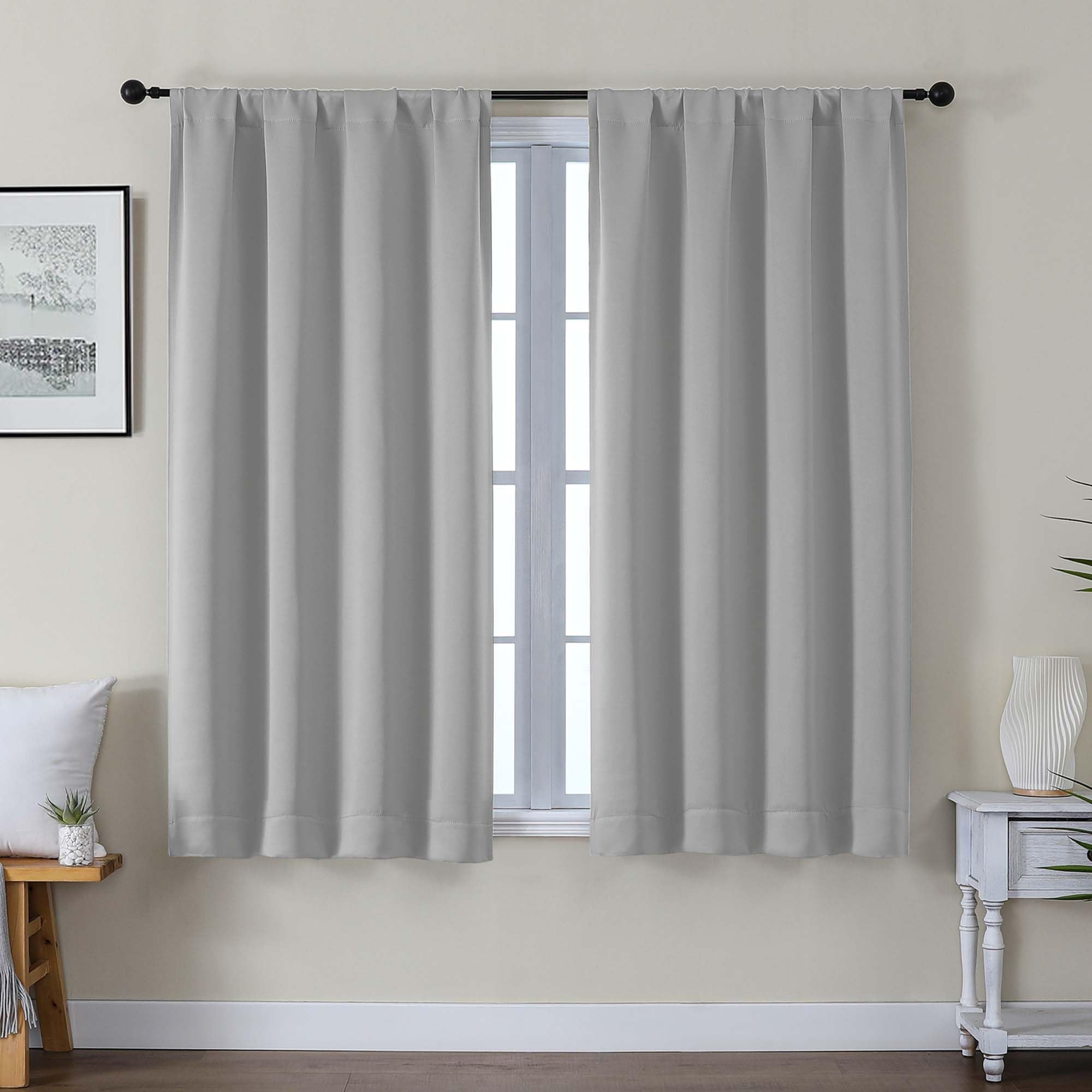 Gwine Silver Grey Blackout Curtains for Bedroom 54 Inches Long, Thermal Insulated Room Darkening Curtains for Living Room Each 40" Wx54 L, 2 Panels